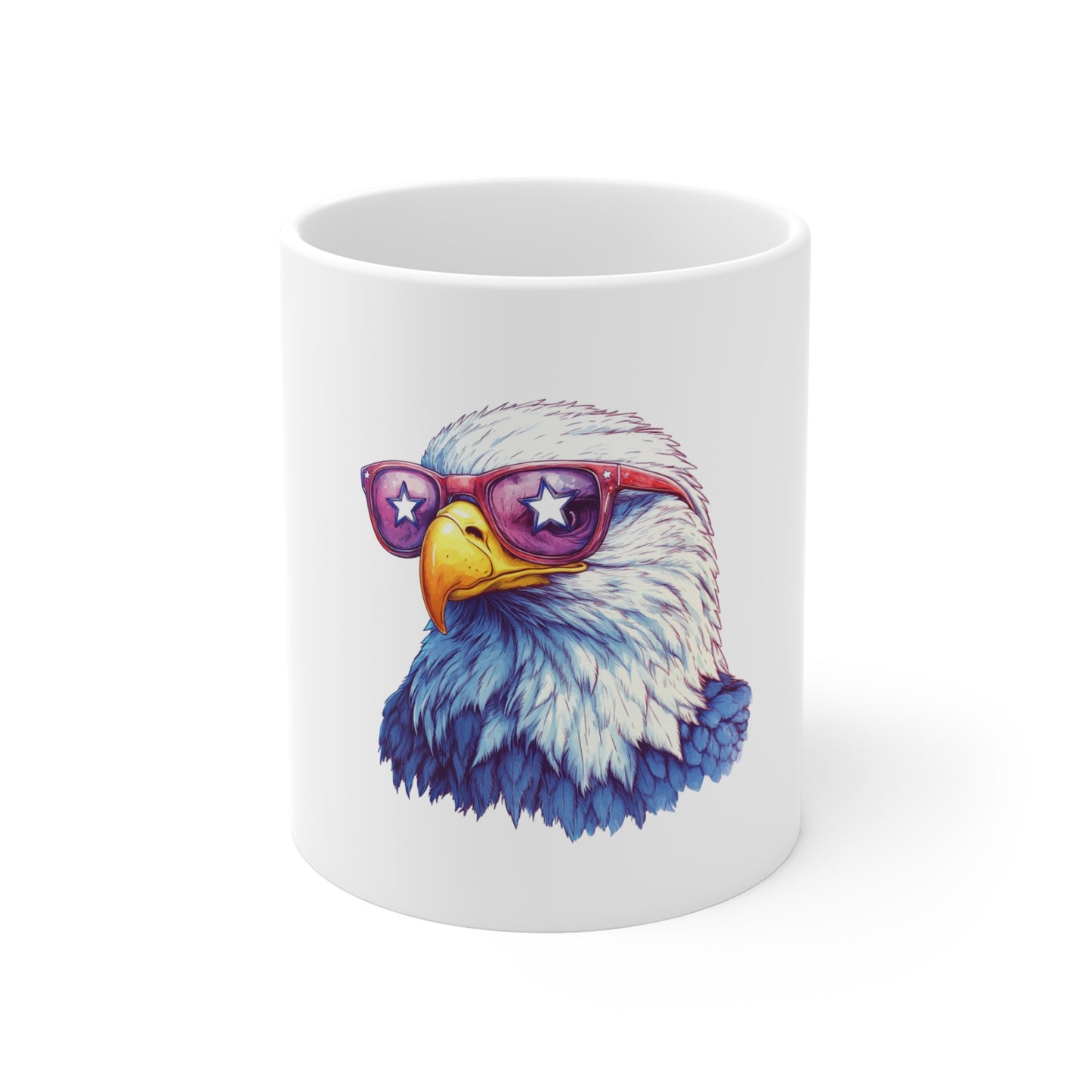 Patriotic Eagle Mug — Bald Eagle with Star-Spangled Sunglasses 11oz