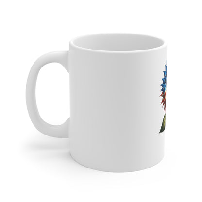 American Flag Sunflower Mug — Patriotic 11oz Coffee Cup