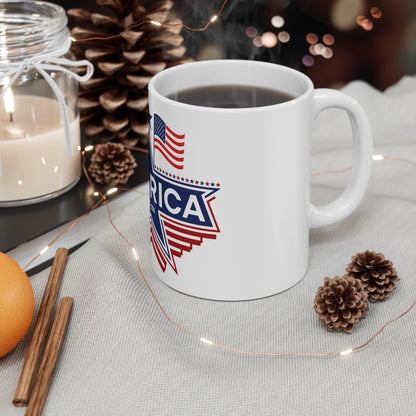 America 250 Star Emblem Coffee Mug – 1776–2026 Patriotic Flag Mug – Bold USA Anniversary Star Cup – Red White Blue Graphic Mug America Star Flag 11oz Mug – Patriotic 1776–2026 Coffee Cup
