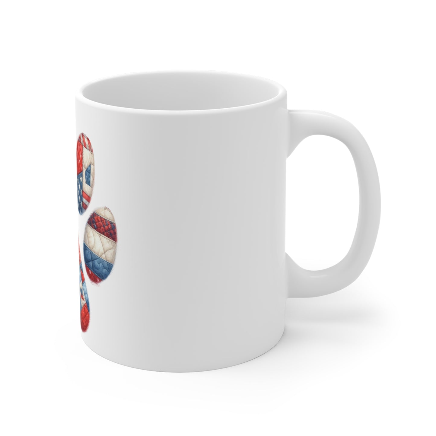 Patriotic Quilt Star Dog Paw Coffee Mug – Americana Patchwork Star Paw Print Mug – Red White Blue Dog Lover Mug – USA Pet Gift Cup Patriotic Quilted Paw Print Mug - 11oz American Flag Dog Lover Coffee...