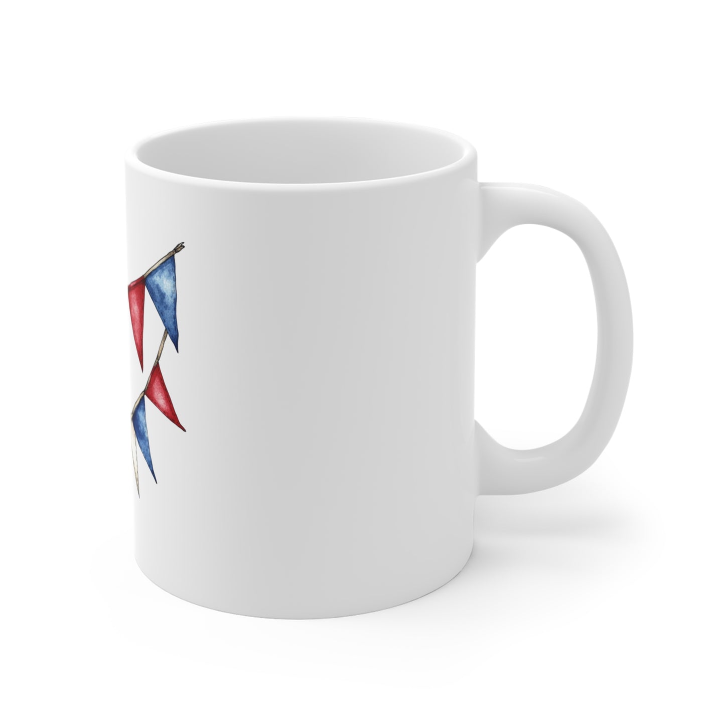 Patriotic Red White Blue Bunting Mug — 11oz Celebration Coffee Cup