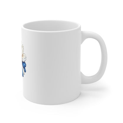 Patriotic Daisy Mug — Red White Blue Flower 11oz Ceramic Coffee Cup