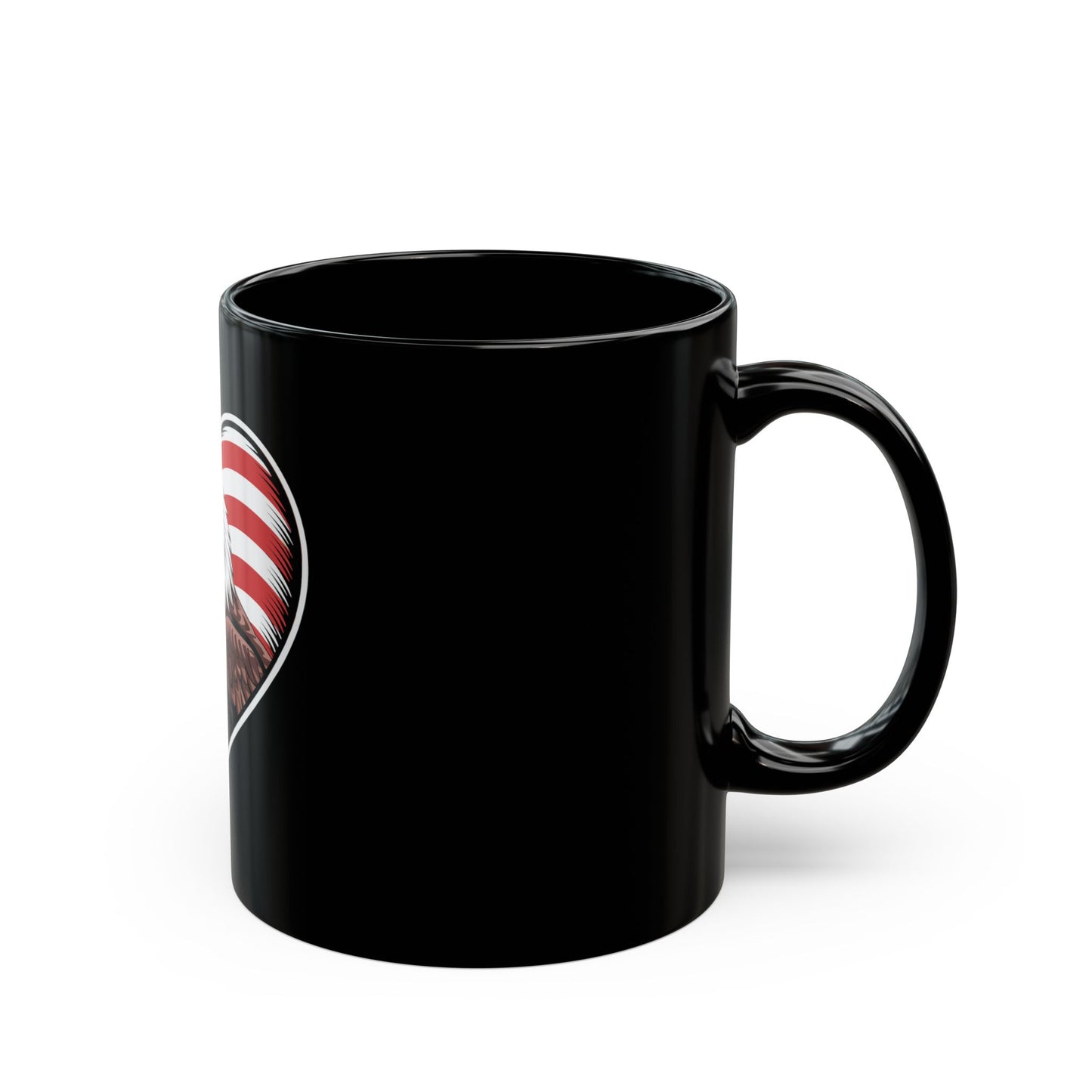 Patriotic Eagle Heart Coffee Mug – American Flag Heart with Bald Eagle – USA Pride Mug – Red White Blue Gift Mug Black Mug (11oz, 15oz)
