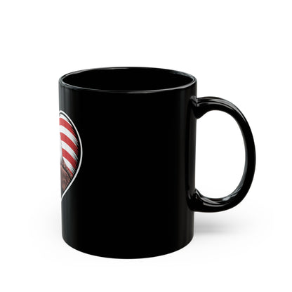 Patriotic Eagle Heart Coffee Mug – American Flag Heart with Bald Eagle – USA Pride Mug – Red White Blue Gift Mug Black Mug (11oz, 15oz)