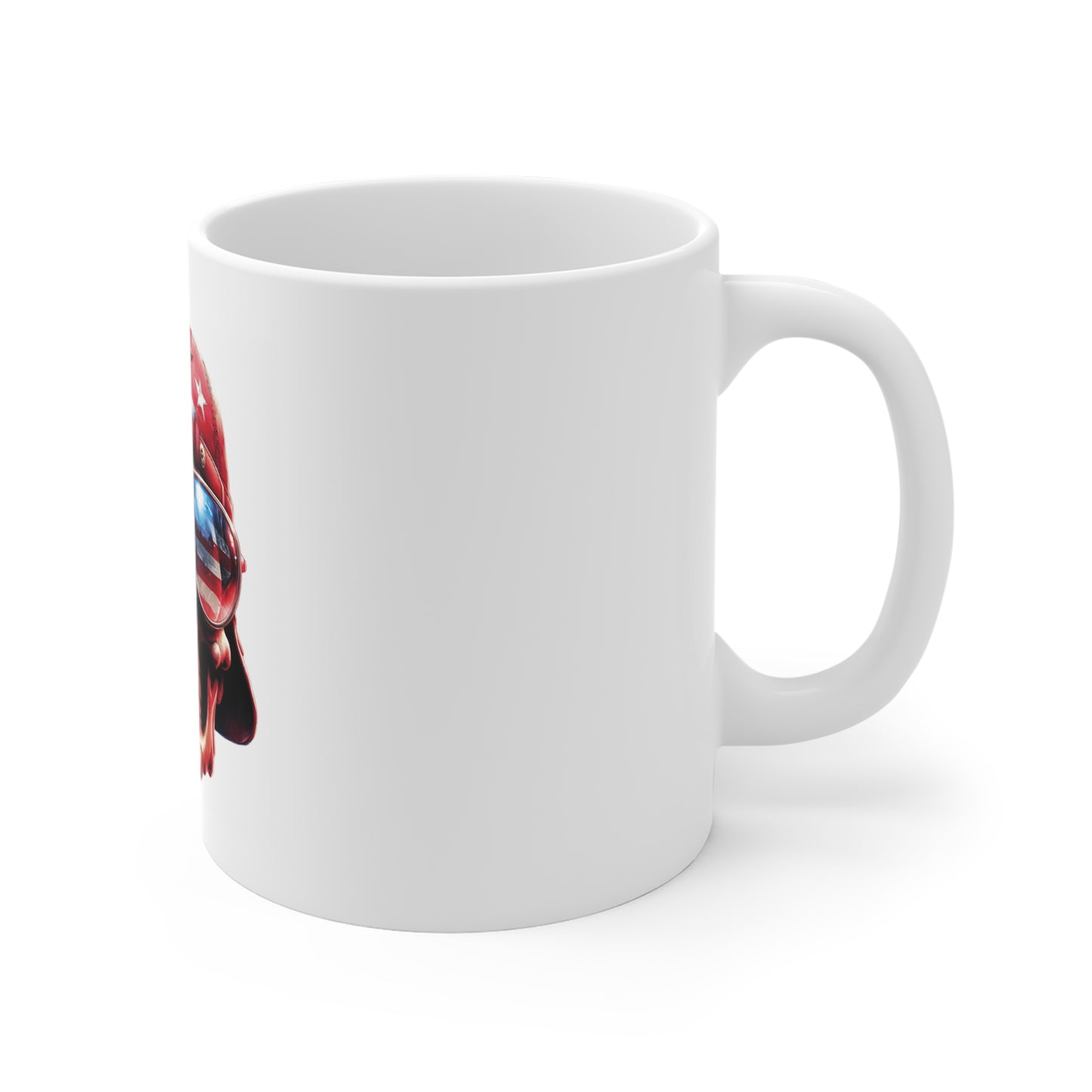 Patriotic Skull Helmet Coffee Mug – American Flag Aviator Skull Mug – Military Style USA Mug – Veteran Tribute Mug 11oz