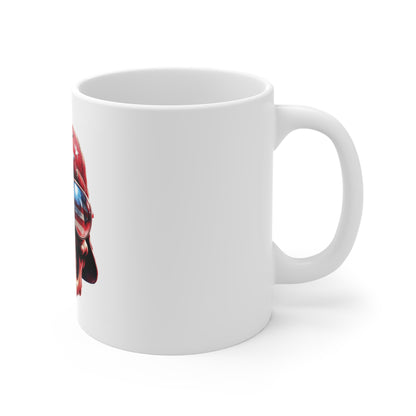 Patriotic Skull Helmet Coffee Mug – American Flag Aviator Skull Mug – Military Style USA Mug – Veteran Tribute Mug 11oz