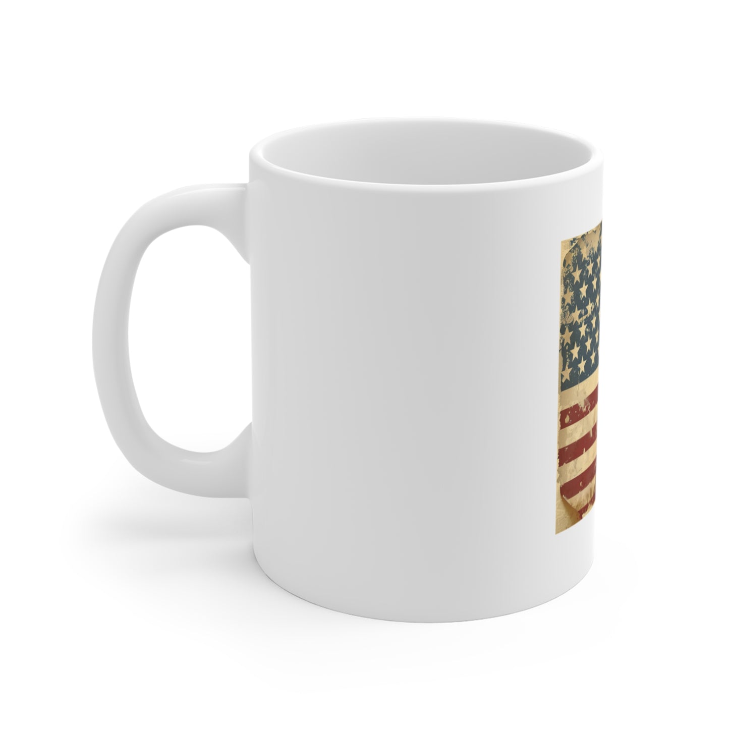 Vintage American Flag Coffee Mug – Antique Style USA Flag Mug – Distressed Patriotic Mug – Rustic Americana Gift – Classic USA Cup