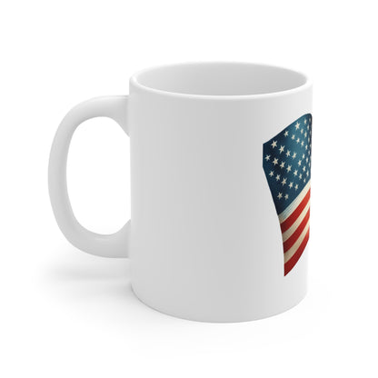 Waving American Flag Coffee Mug – Classic USA Flag Mug – Bold Stars and Stripes Cup – Patriotic Red White Blue Mug Mug 11oz