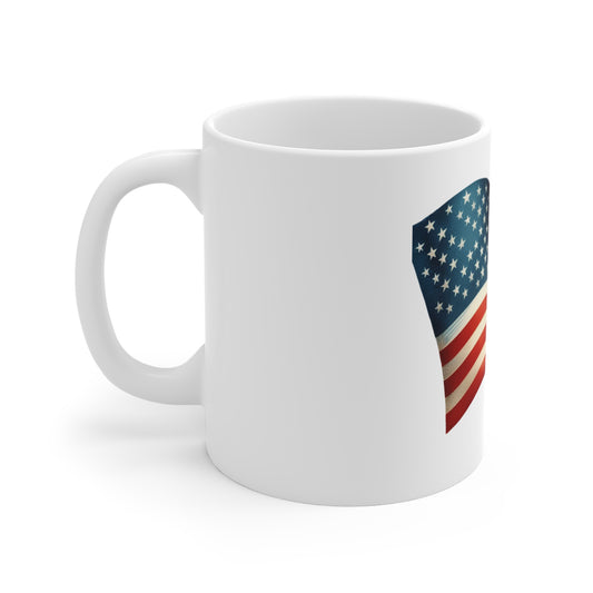 Waving American Flag Coffee Mug – Classic USA Flag Mug – Bold Stars and Stripes Cup – Patriotic Red White Blue Mug Mug 11oz