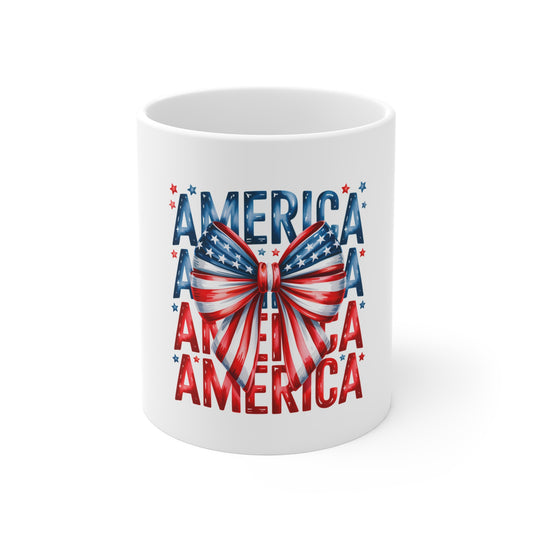 America Butterfly Mug — Patriotic 11oz Fourth of July Coffee Cup
