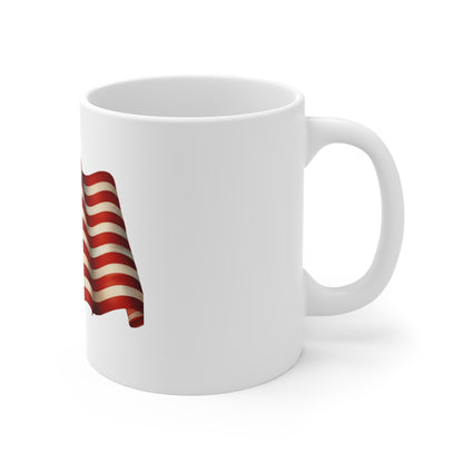 Waving American Flag Coffee Mug – Classic USA Flag Mug – Bold Stars and Stripes Cup – Patriotic Red White Blue Mug Mug 11oz