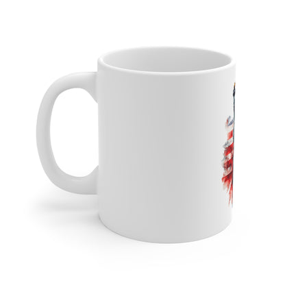 Statue of Liberty American Flag 11oz Mug - Patriotic Independence Day Coffee Cup