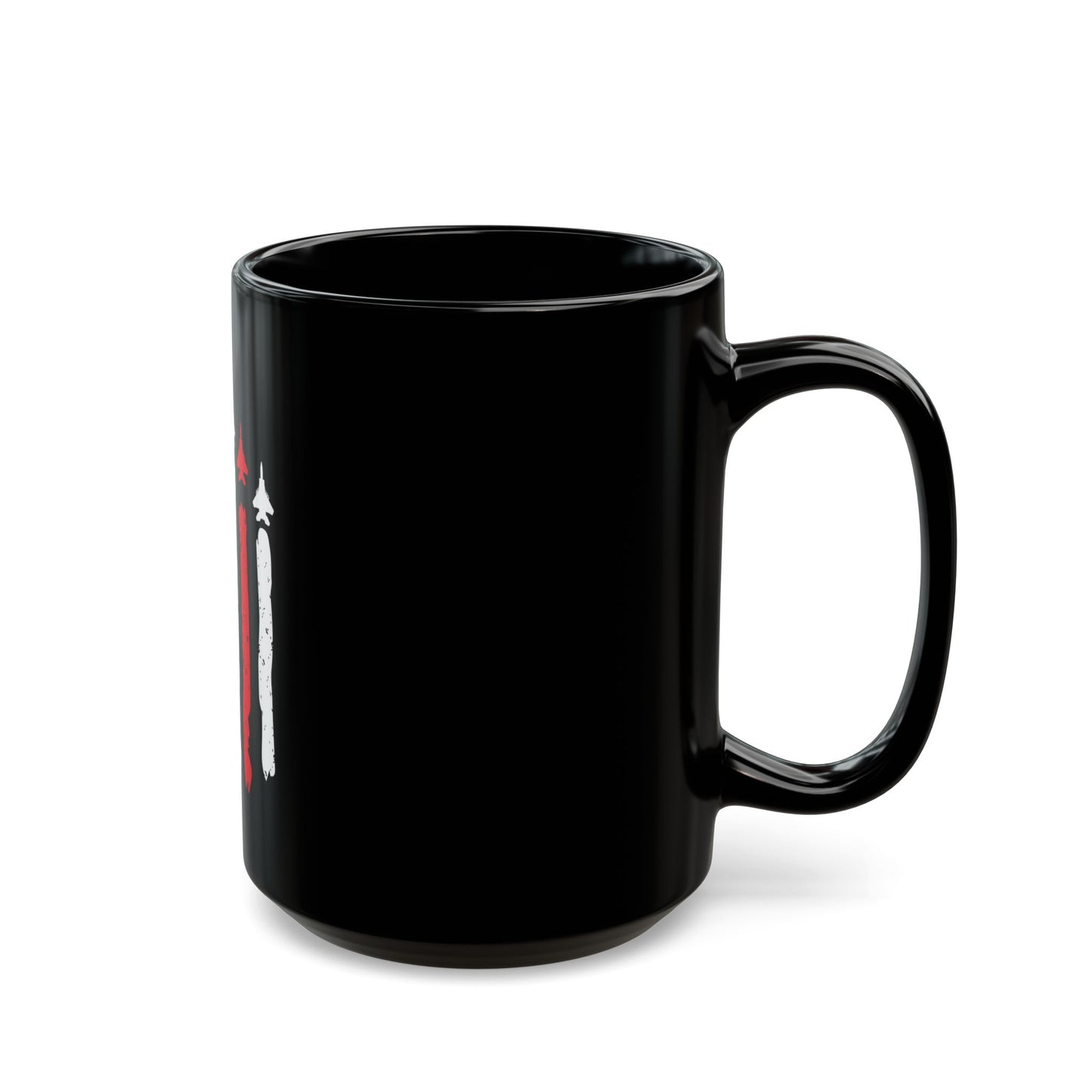 Patriotic Fighter Jet Flag Mug – USA Air Force Inspired Coffee Mug – Red White Blue Jet Formation Cup – Military Aviation Gift Black Mug (11oz, 15oz)