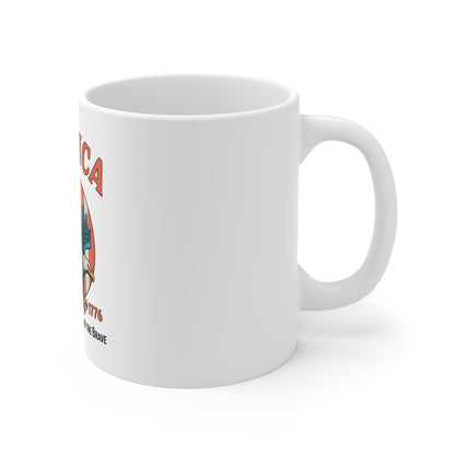 America Eagle Mug — Patriotic 11oz Coffee Cup (Land of the Free, Est.1776)