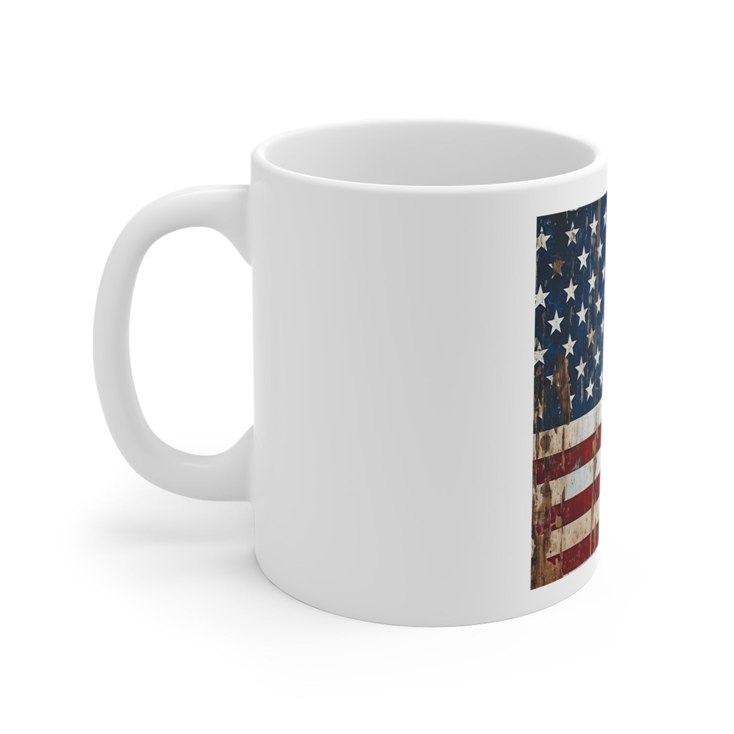Splattered Barnwood American Flag Coffee Mug – Heavy Distressed USA Flag Mug – Rustic Paint Drip Patriotic Cup – Weathered Farmhouse Flag Mug Distressed American Flag 11oz Coffee Mug – Vintage USA...