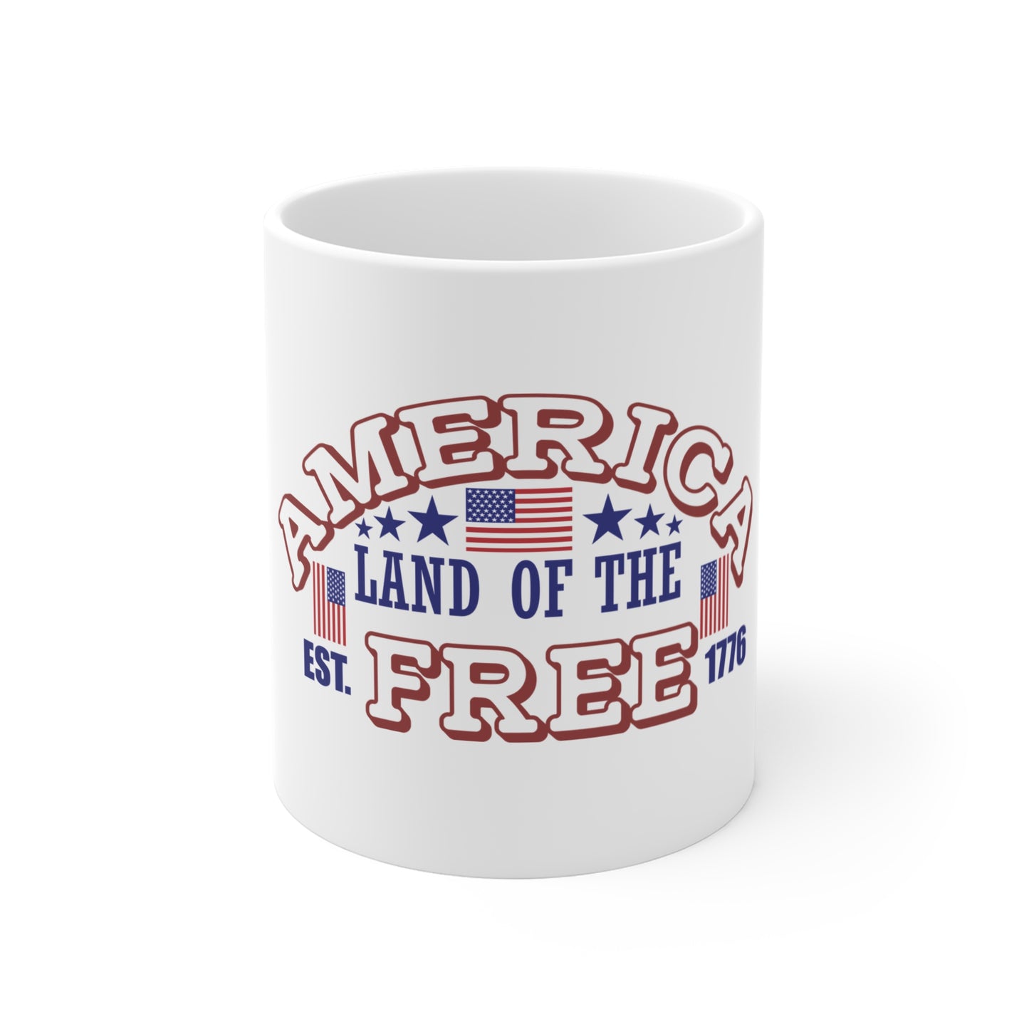 America Land of the Free 11oz Coffee Mug — Patriotic USA Flag Design