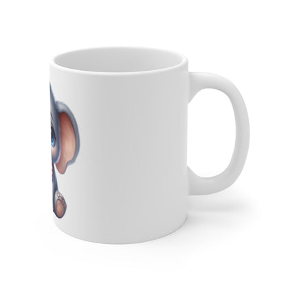 Cute Patriotic Elephant Coffee Mug – Baby Elephant Bow Tie Mug – Kawaii USA Animal Mug – Red White Blue Gift Cup 11oz