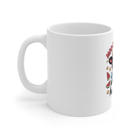 Mug — "Moo-rica Strong" Patriotic Cow 11oz Coffee Cup