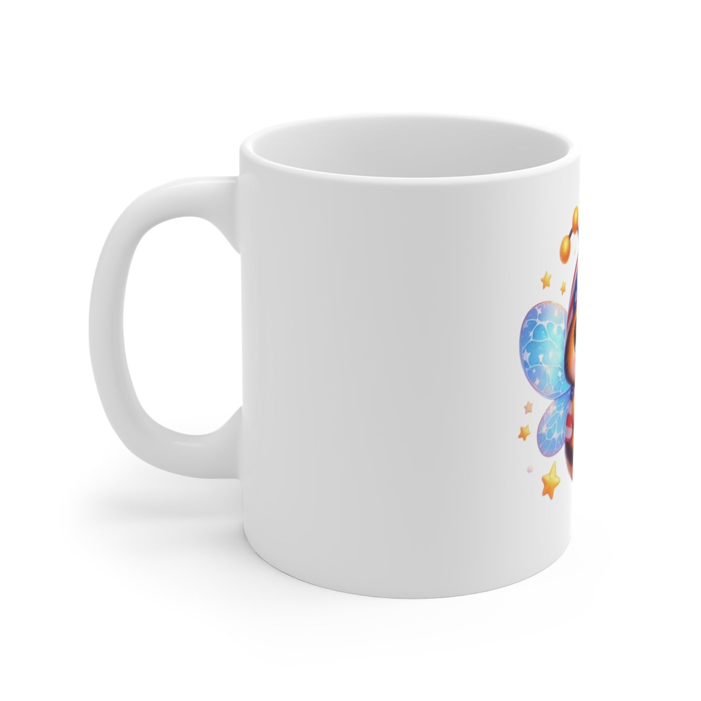 Cute Patriotic Bee Coffee Mug – Kawaii Bumblebee Fireworks Mug – Red White Blue Americana Cup – Adorable USA Gift Mug11oz