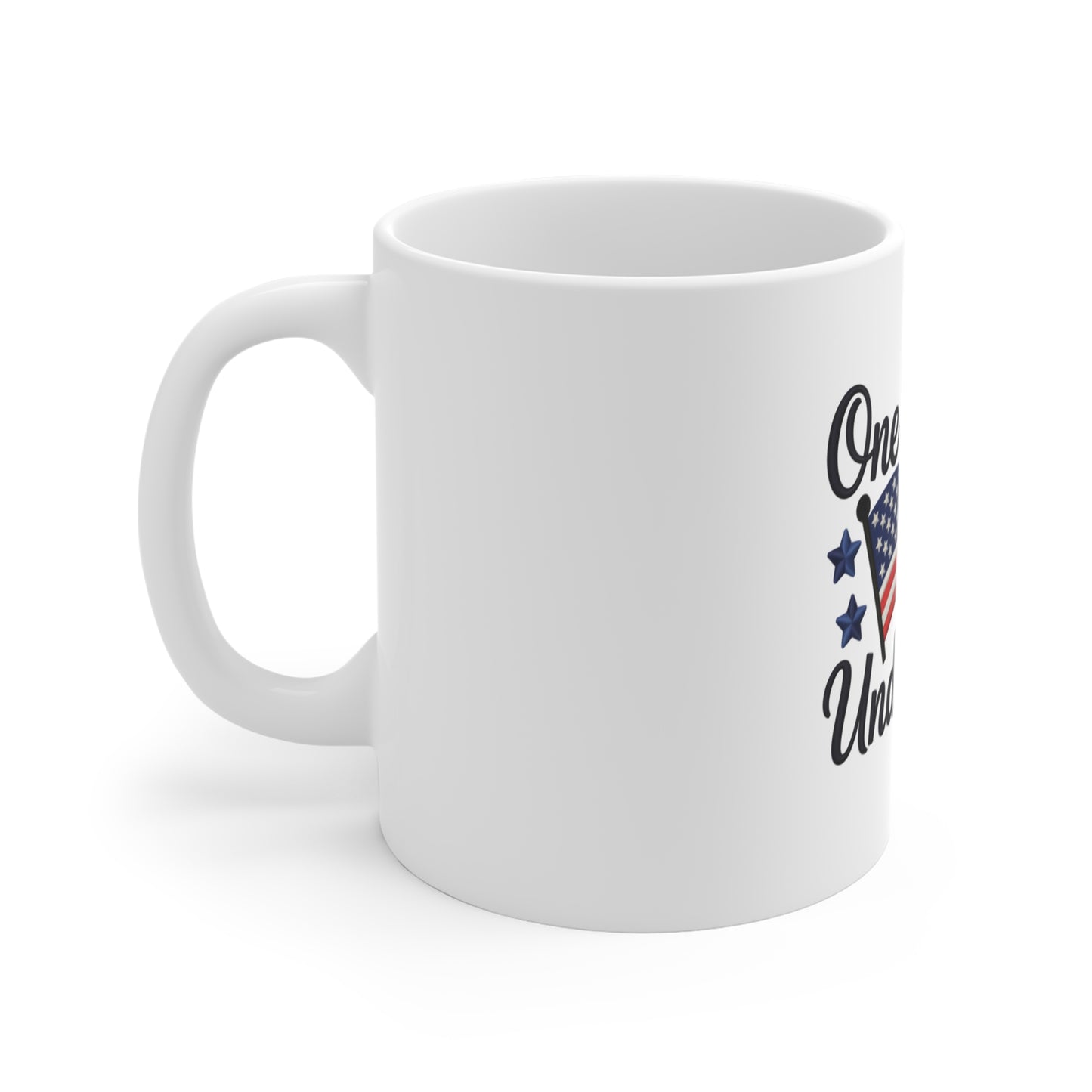 One Nation Under God Mug – Patriotic American Flag & Cross 11oz