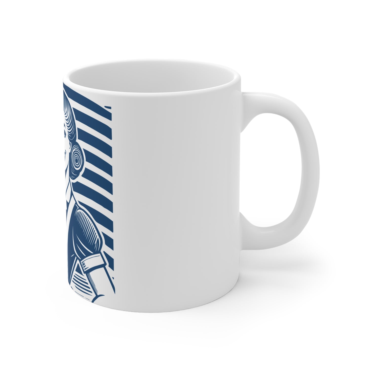 Patriotic American Woman Coffee Mug – Vintage Rosie Style USA Mug – Strong Female Americana Mug – Retro Patriotic Woman Gift – Empowered Woman Cup Mug 11oz