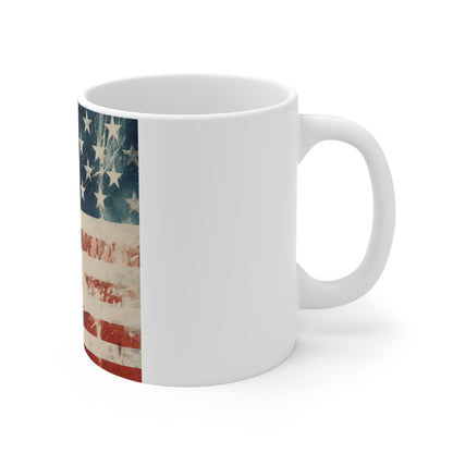 American Flag Coffee Mug – Ink Splatter USA Mug – Modern Grunge Patriotic Mug – Artistic Freedom Mug 11oz