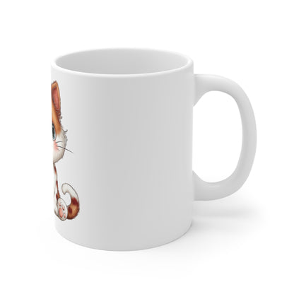 Patriotic Kitten Cupcake Mug – Cute USA Cat Coffee Mug – 4th of July Dessert Cat Mug – Americana Cat Lover Gift Cute Kitten & Cupcake 11oz Mug — Patriotic Blue Sprinkles
