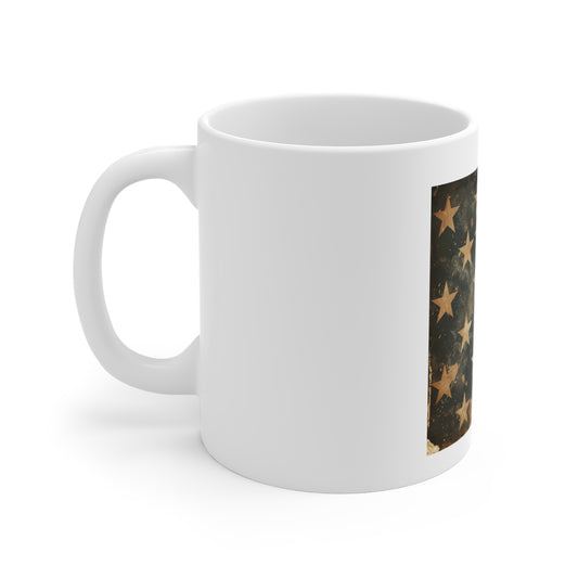 Vintage American Flag Coffee Mug – Distressed USA Flag Mug – Antique Patriotic Cup – Rustic Americana Heritage Coffee MugVintage American Flag Mug — Distressed USA Stars & Stripes 11oz