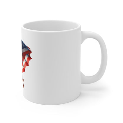 American Flag Umbrella Mug — Patriotic 11oz Coffee Cup