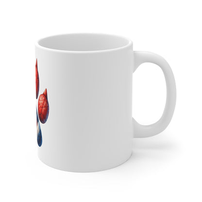 Patriotic Dog Paw Coffee Mug with Claw Detail – Red White Blue Patchwork Paw Print Mug – Bold Americana Dog Lover Gift – USA Pride Mug Patriotic Paw Print Mug — American Flag Dog/Cat Lover 11oz Coffee...
