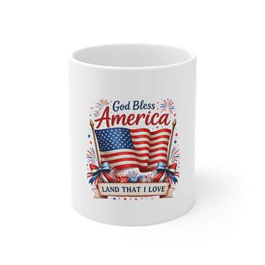 Patriotic Mug — "God Bless America" 11oz Coffee Cup