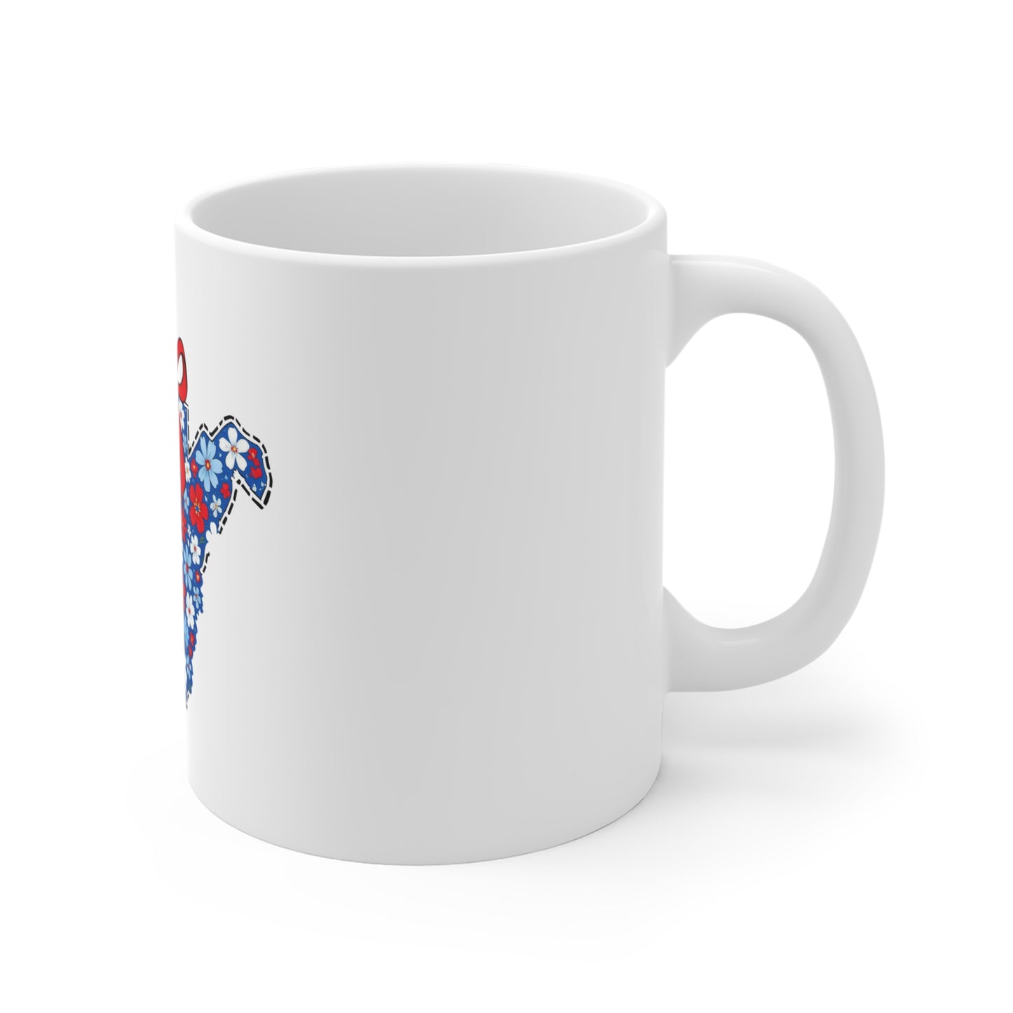 West Virginia Floral State Map Mug - 11oz Red, White & Blue Gift