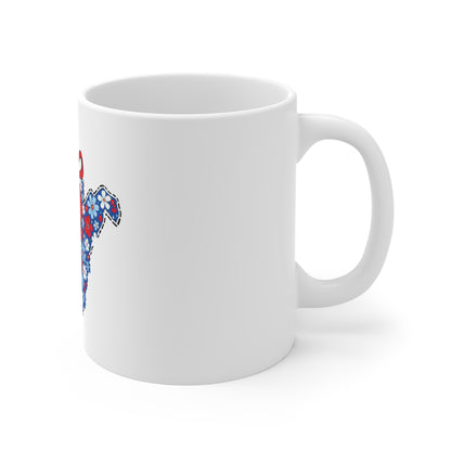 West Virginia Floral State Map Mug - 11oz Red, White & Blue Gift