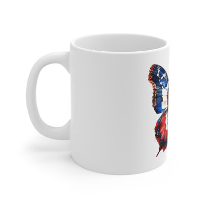 Patriotic Cutout Butterfly Mug – Red White Blue Artistic Butterfly Coffee Mug – Bold Americana Wing Design Cup – Unique USA Gift Mug Mug 11oz