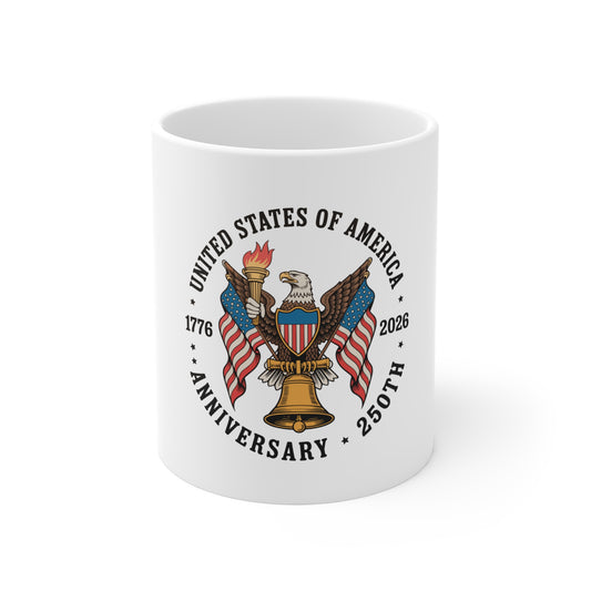 250th Anniversary USA Eagle Flag Mug – United States 1776–2026 Commemorative Coffee Cup