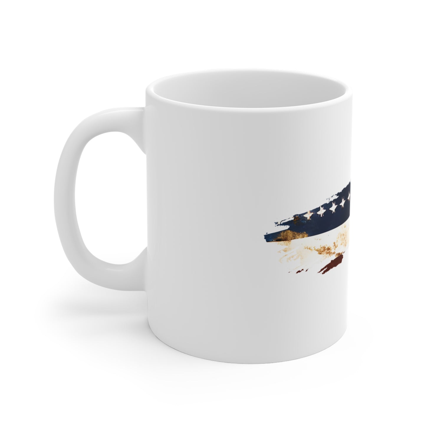 Vintage Rust American Flag Mug – Distressed Patriotic Coffee Cup – Weathered USA Flag Design Mug 11oz