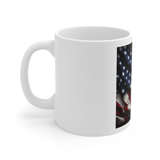 Rustic Draped American Flag Coffee Mug – USA Flag on Wood Background Mug – Patriotic Vintage Style Mug – Americana Wood Grain Cup American Flag Ceramic Mug – Rustic USA Stars & Stripes 11oz Coffee Cup...