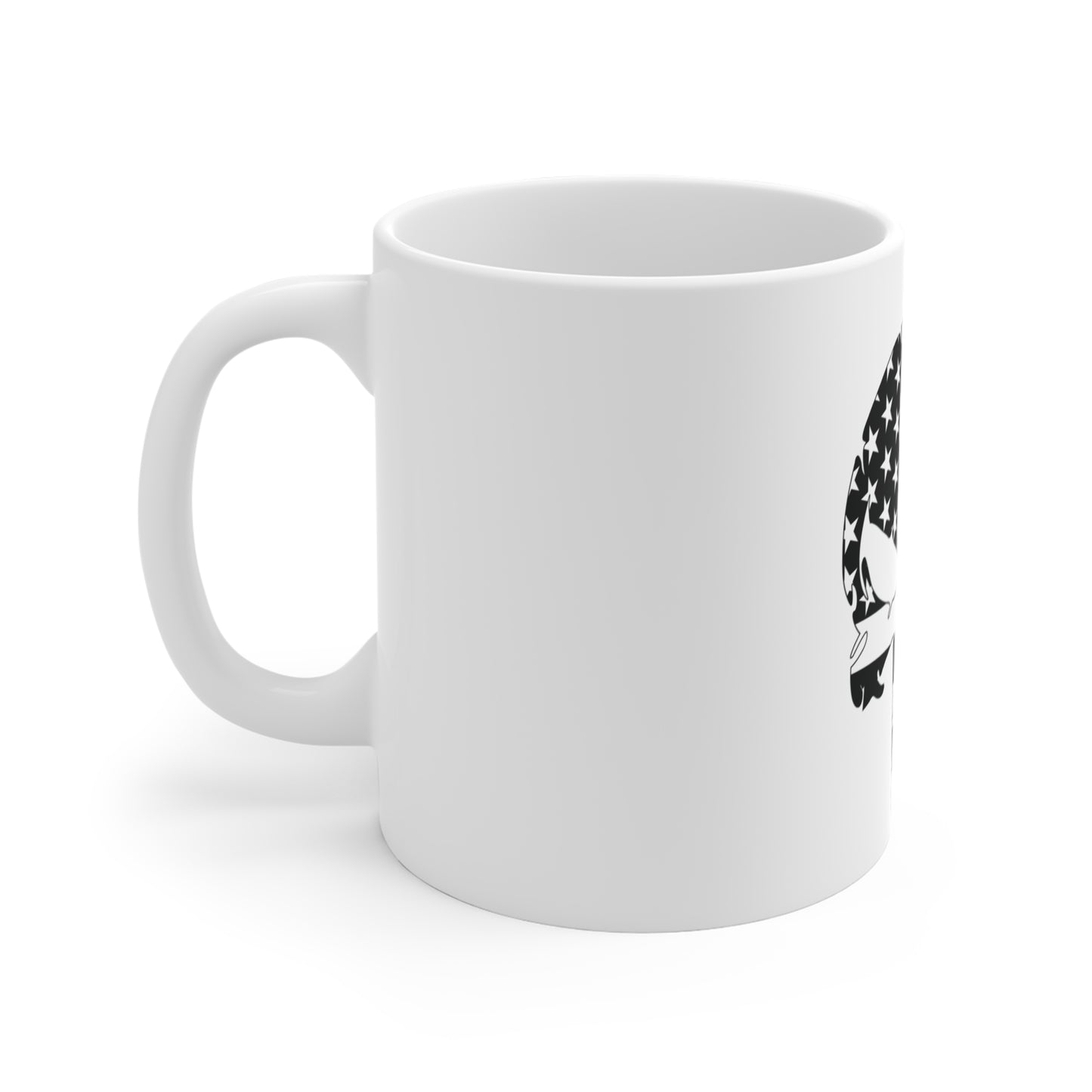 Bold American Flag Skull Mug – Black & White USA Skull Coffee Mug – Patriotic Tactical Skull Cup – High Contrast Americana Mug Mug 11oz
