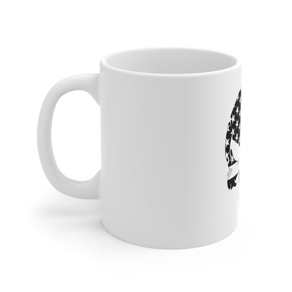 Bold American Flag Skull Mug – Black & White USA Skull Coffee Mug – Patriotic Tactical Skull Cup – High Contrast Americana Mug Mug 11oz