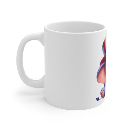 Cute Patriotic Elephant Coffee Mug – Baby Elephant Uncle Sam Hat Mug – Kawaii USA Animal Mug – Red White Blue Gift Cup 11oz