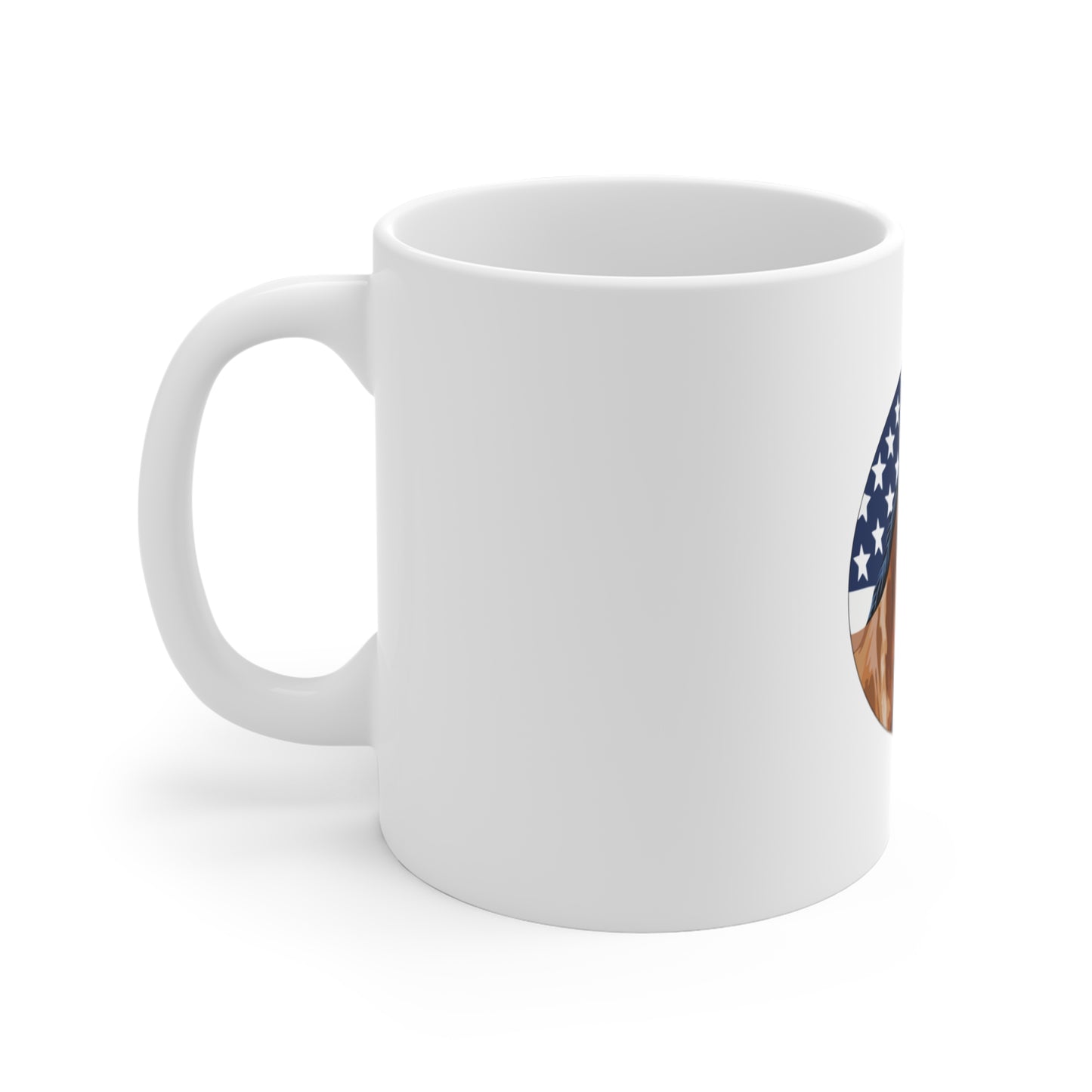 American Flag Horse Mug — Patriotic Equestrian Coffee Cup (11 oz)