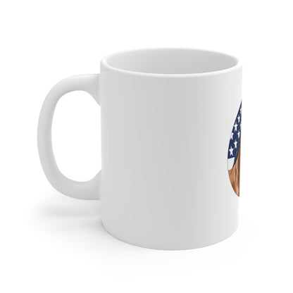 American Flag Horse Mug — Patriotic Equestrian Coffee Cup (11 oz)