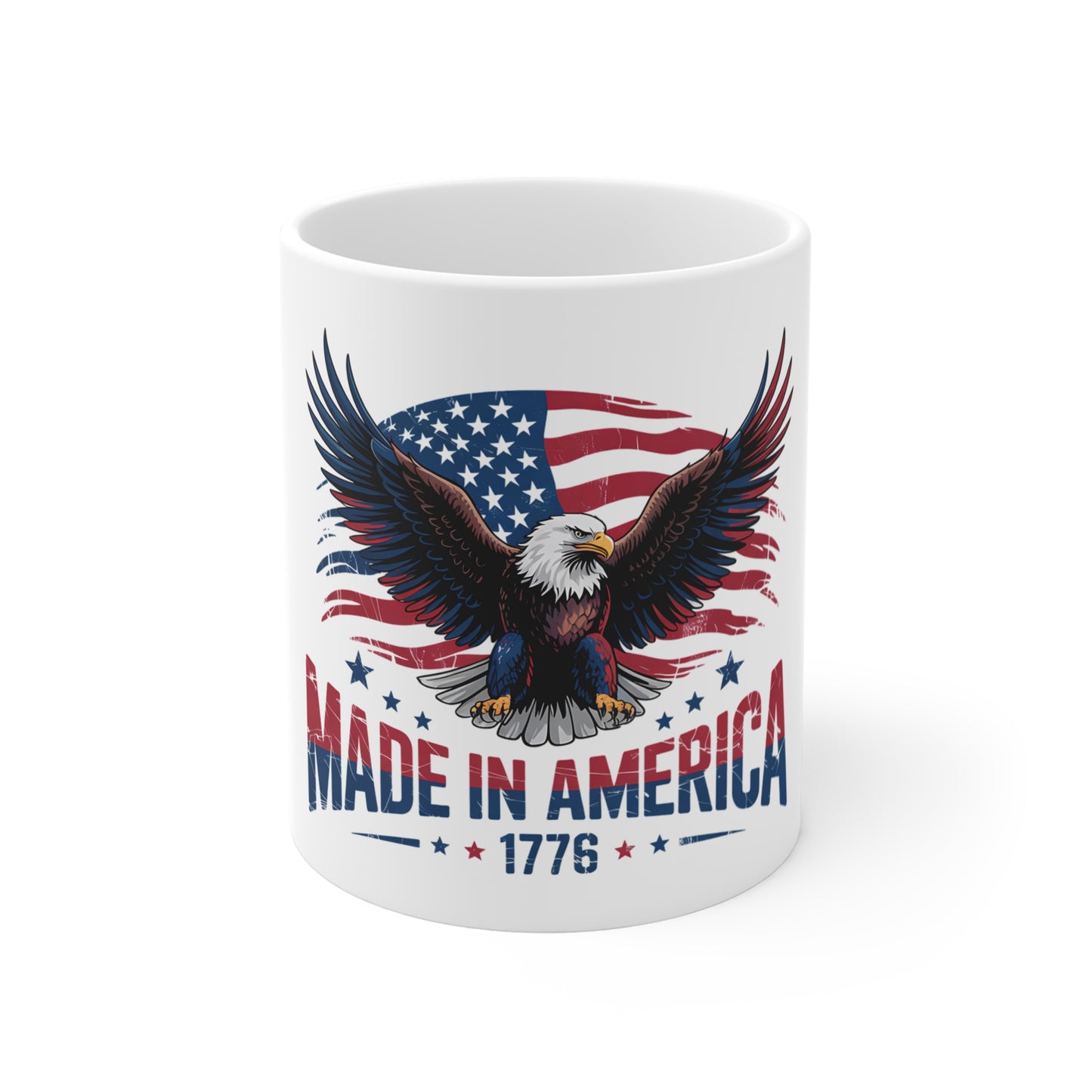 Made in America 1776 Eagle Coffee Mug — Patriotic USA Flag 11oz