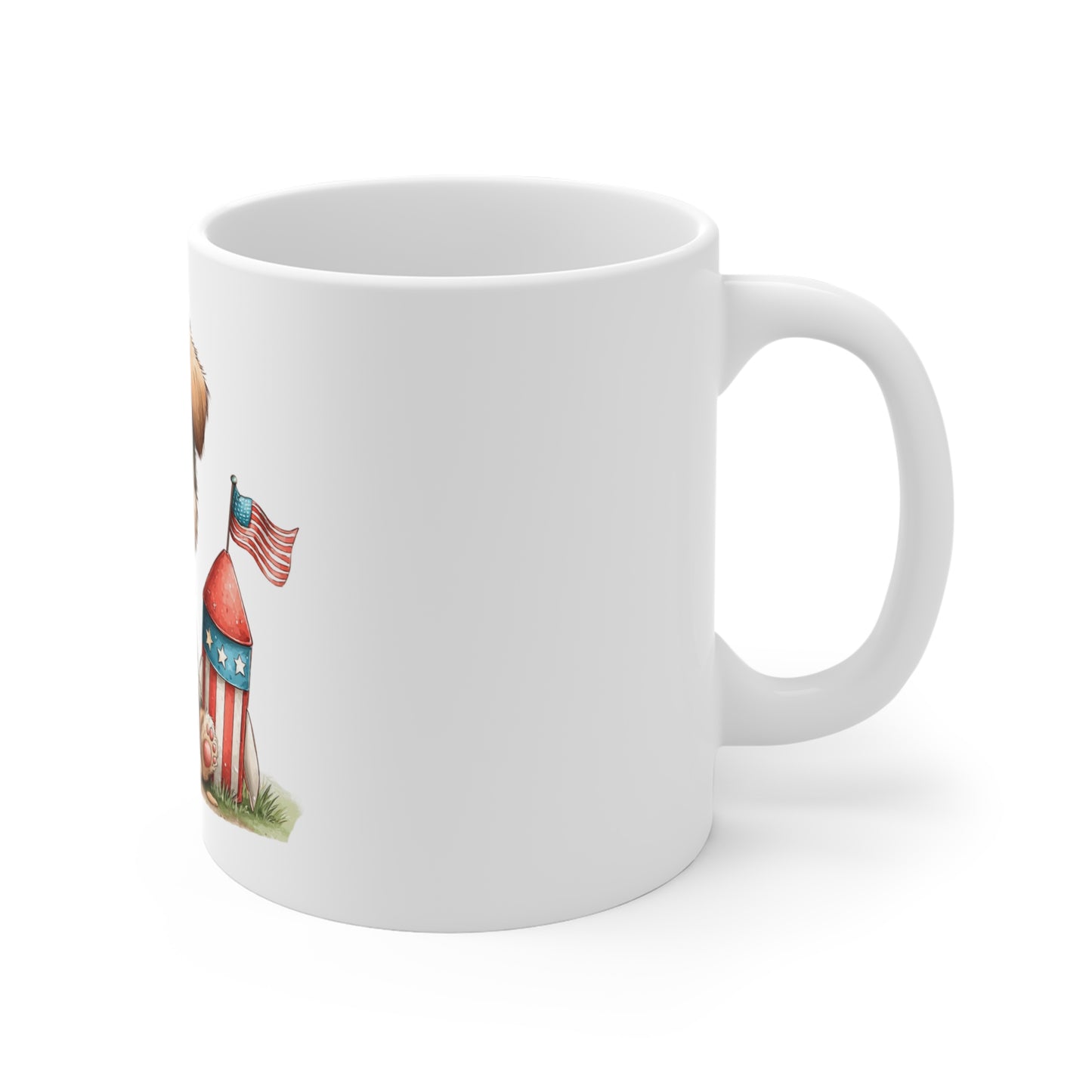 Cute Patriotic Puppy Firework Coffee Mug – 4th of July Dog Mug – Americana Puppy with Rocket Firework – Red White Blue Pet Lover Gift Cute Patriotic Puppy Coffee Mug — 11oz Dog with Firework Rocket...