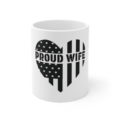 American Flag Heart Coffee Mug – Blacked Out USA Heart Mug – Patriotic Love Mug – Minimalist USA Gift Cup Mug 11oz
