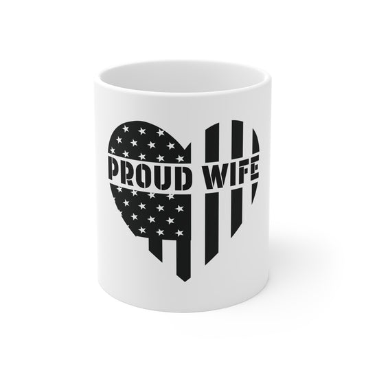 American Flag Heart Coffee Mug – Blacked Out USA Heart Mug – Patriotic Love Mug – Minimalist USA Gift Cup Mug 11oz