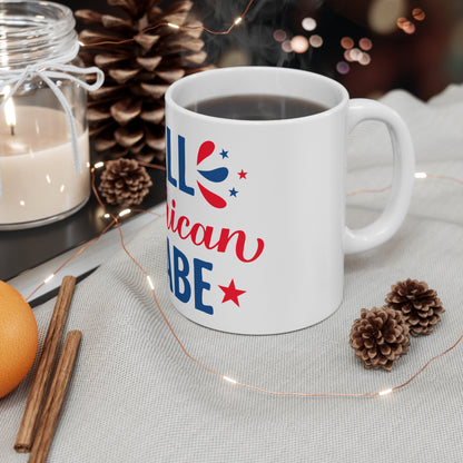 All American Babe Coffee Mug – Patriotic Babe Mug – Red White Blue USA Gift – 4th of July Cute Mug Mug 11oz