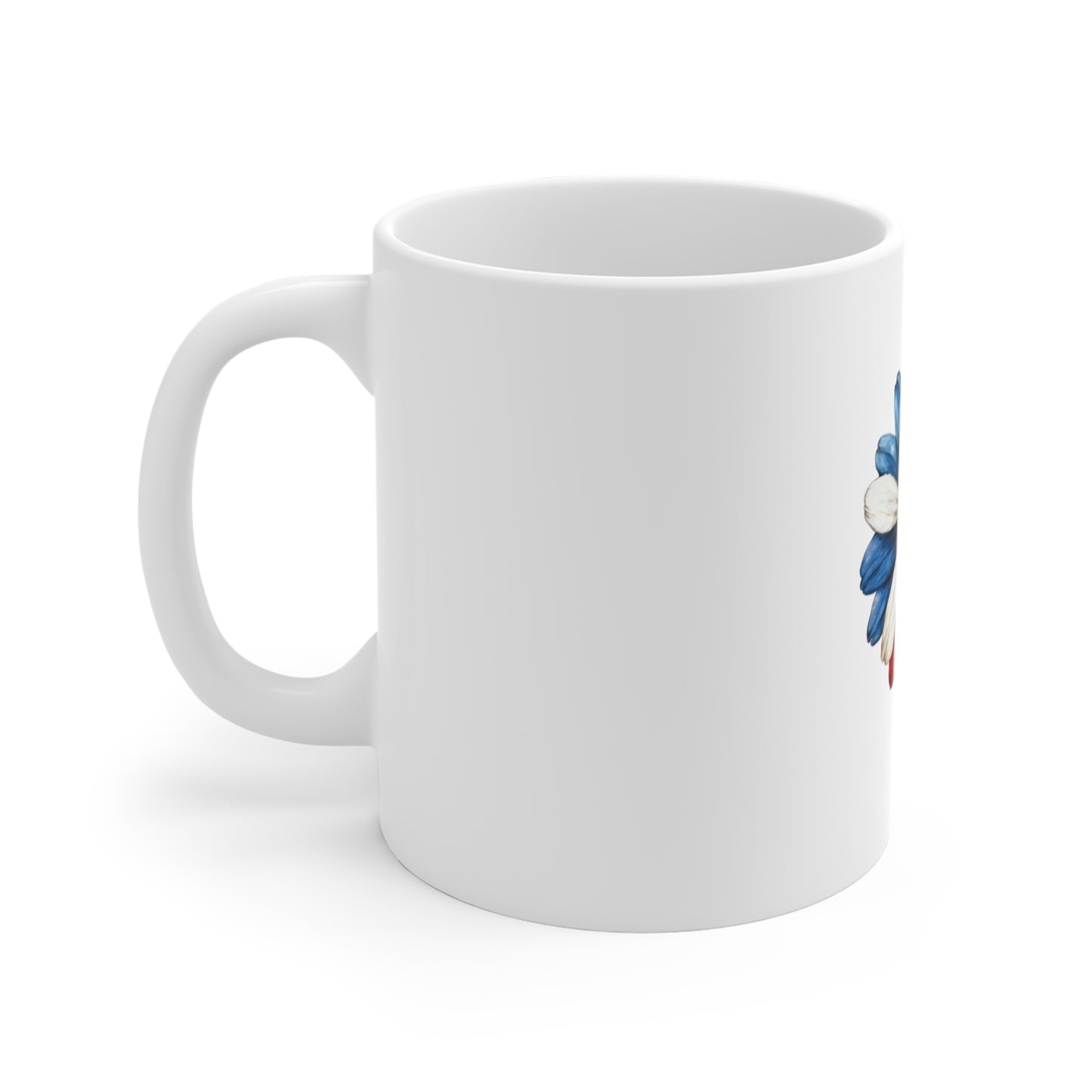 Patriotic Daisy 11oz Mug – Red White Blue Floral Coffee Cup