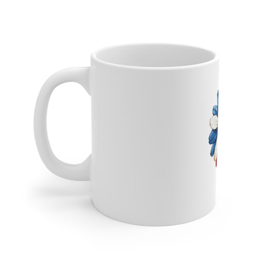 Patriotic Daisy 11oz Mug – Red White Blue Floral Coffee Cup