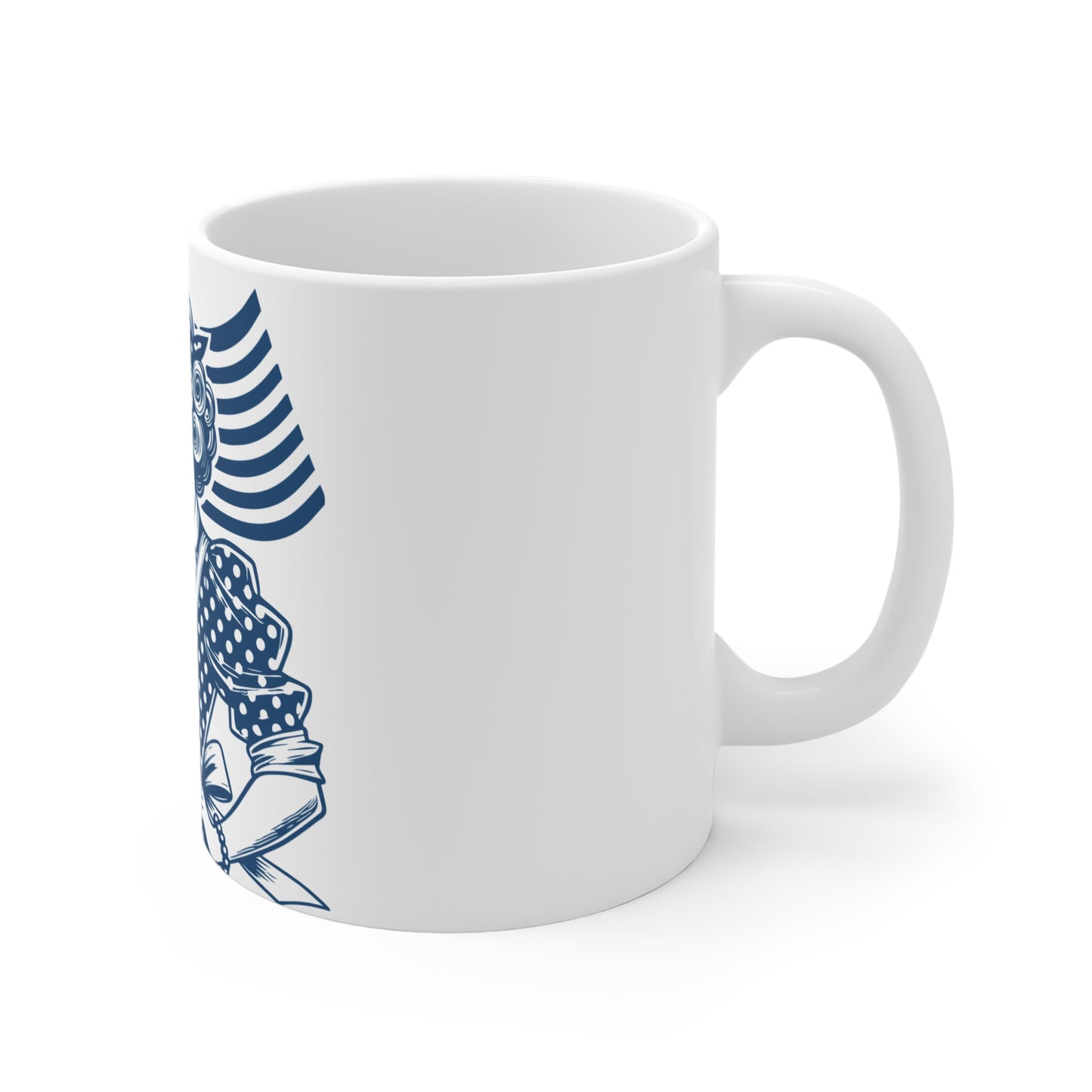 Patriotic American Baker Coffee Mug – Vintage Americana Woman with Flag Mug – Retro USA Kitchen Pride Cup – Baking Gift Mug – Classic Homemaker Coffee Cup Mug 11oz